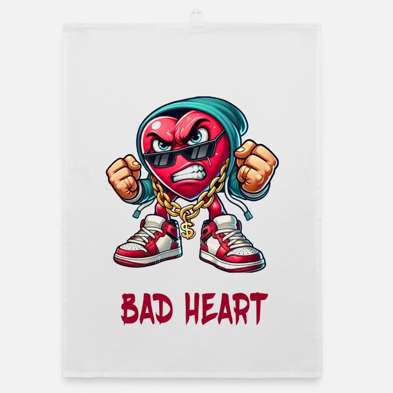 Evil heart design Organic dish towel