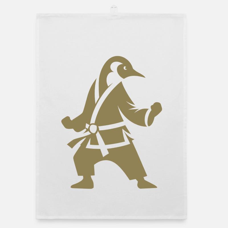Pinguin Karate Kampfkunst Silhouette Organic Geschirrtuch