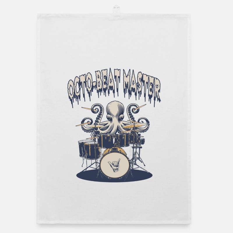 Octopus Beat Master Drummer Organic dish towel