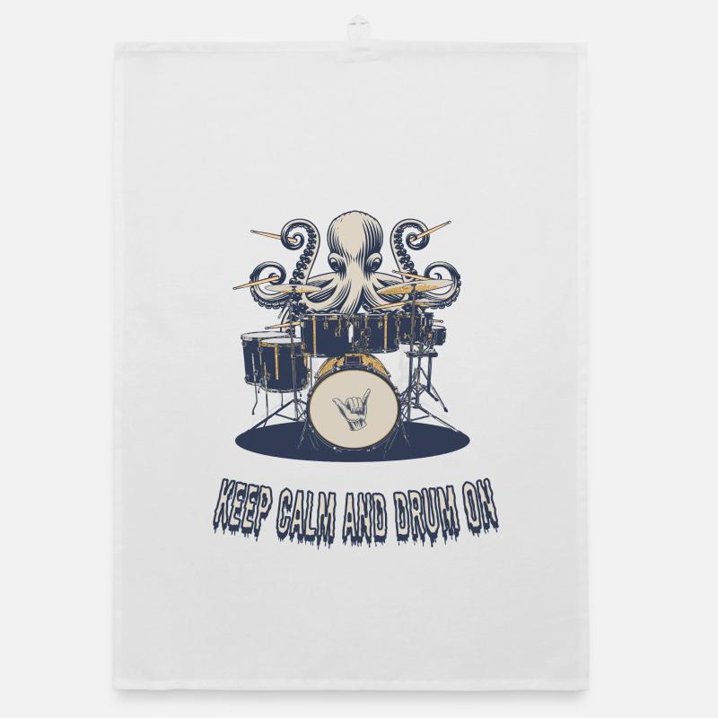 Keep Calm and Drum On Organic Geschirrtuch