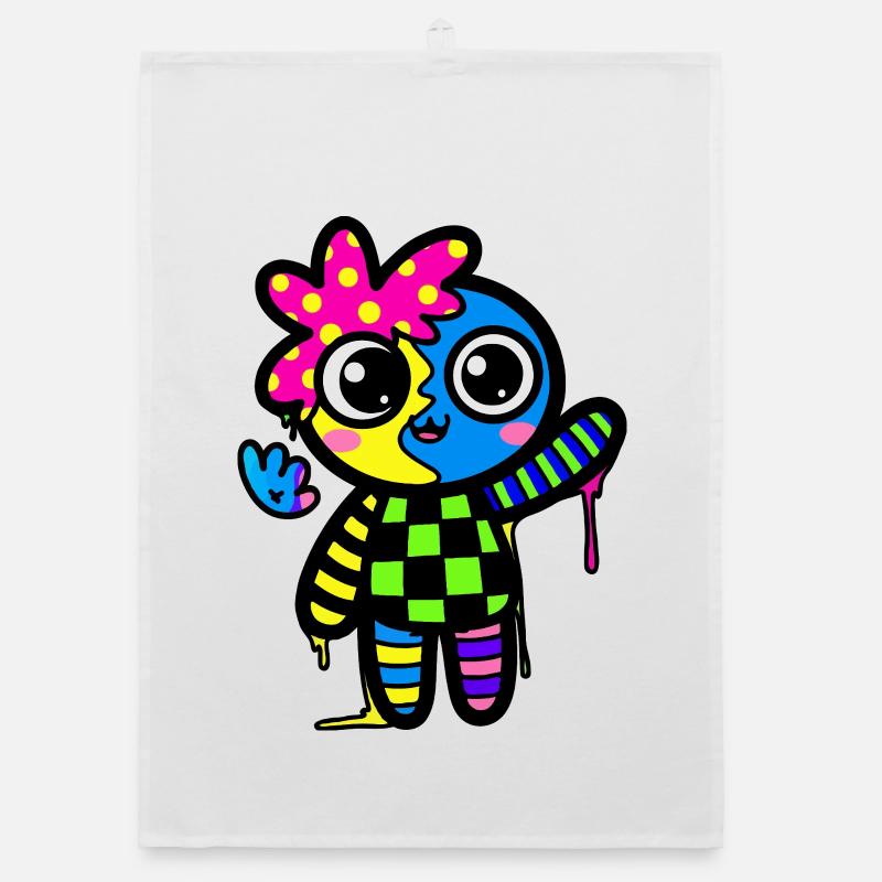 Split Face Rainbow Pop Art Organic dish towel