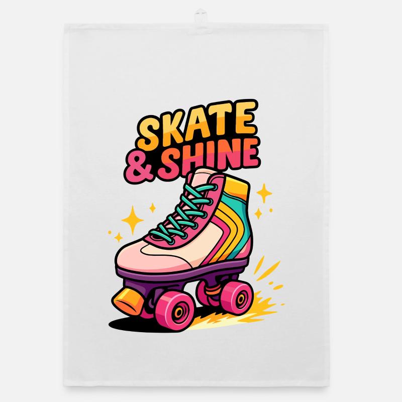 Skate & Shine Neon Roller Organic Geschirrtuch