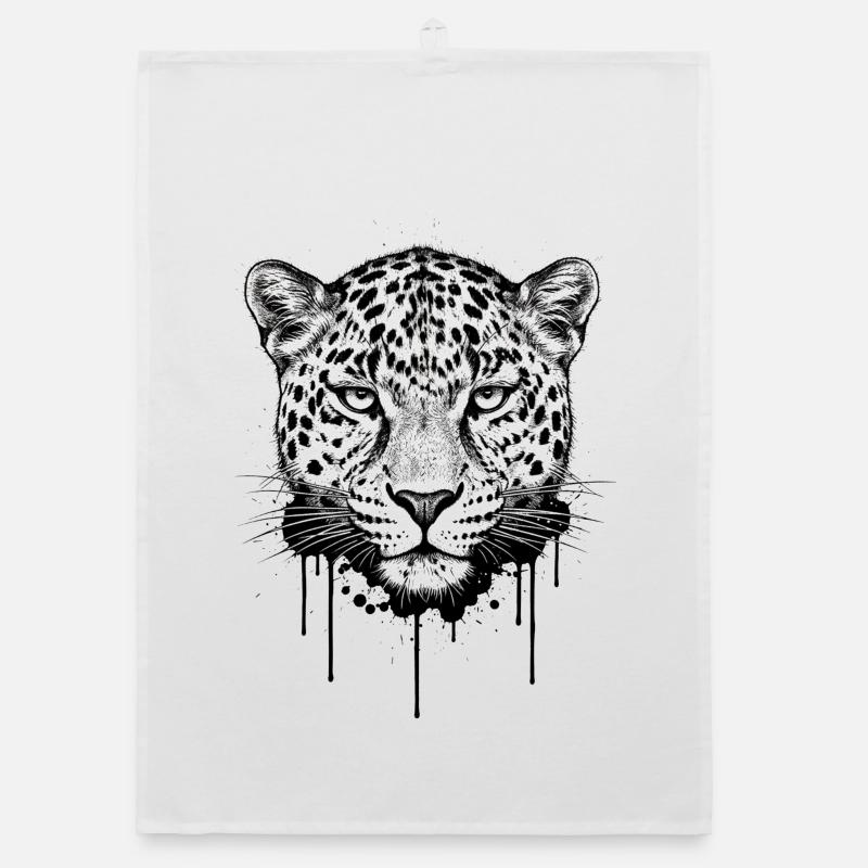 Leopard Head Illustration Organic dish towel