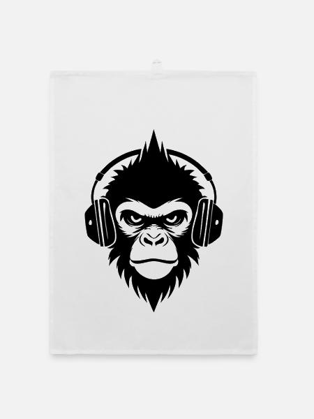 Classic Monkey Head Punk Studio Mix Shirt - Organic dish towel - white - Front