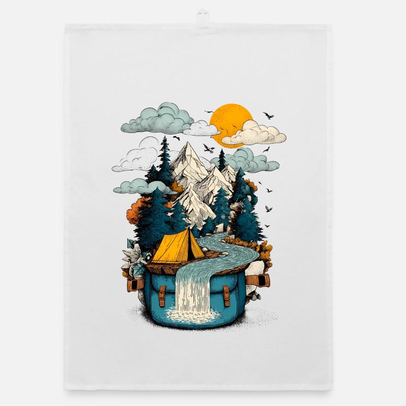 Sentier du lac de montagne - Camping Backpacker Motif Torchon bio