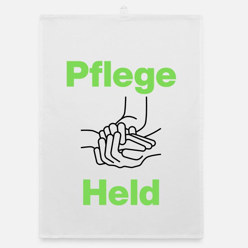 Pflegeheld, Hände, mit Herz, Pfleger, Pflegerin Organic Geschirrtuch