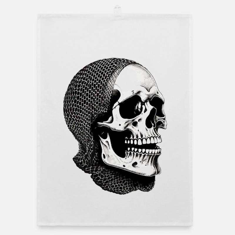 Schädel im Netzschal Organic Geschirrtuch