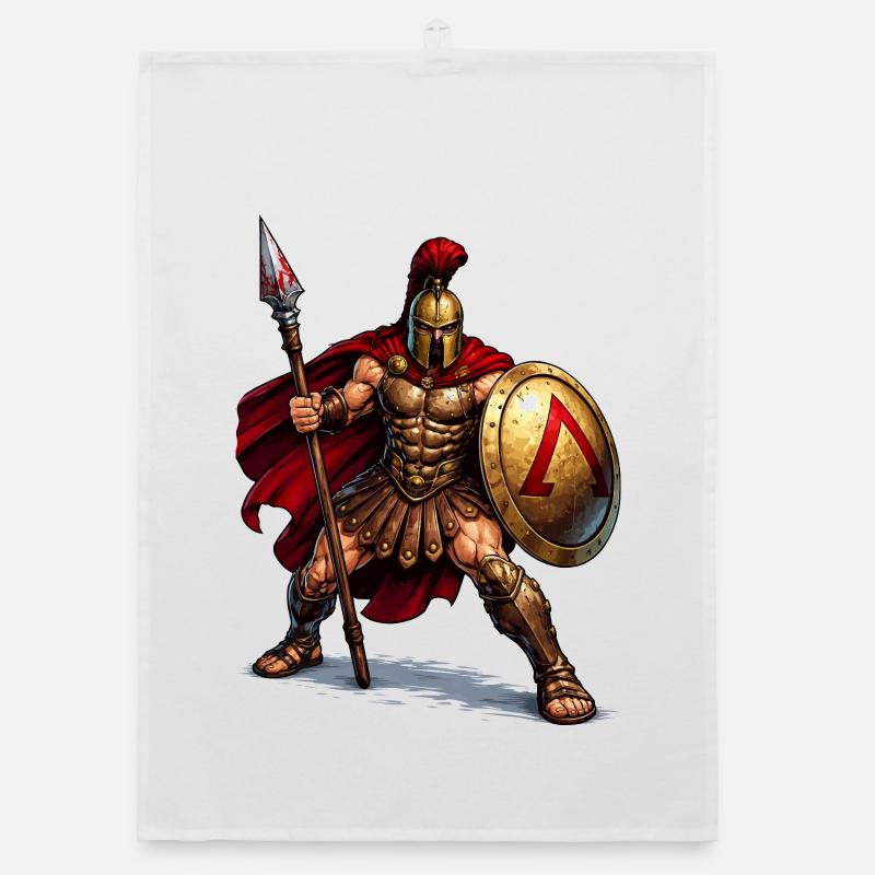 Spartan Krieger mit Schild Organic Geschirrtuch