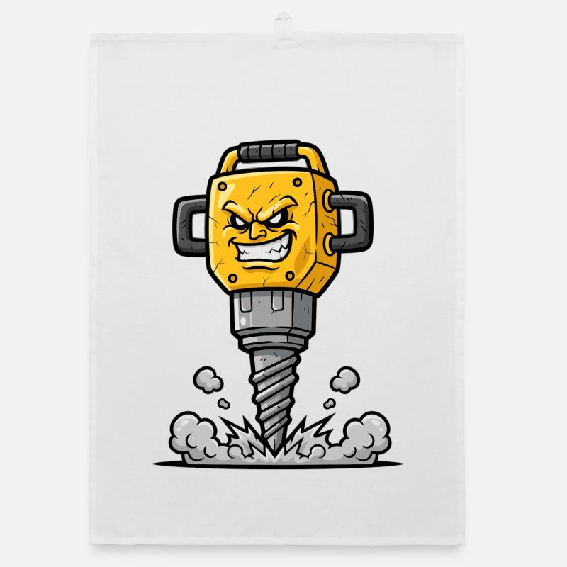 Dessin animé Drill en colère avec explosion Torchon bio