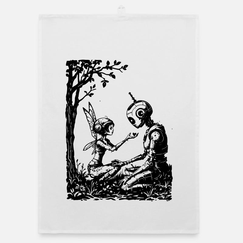 Fairy Fixing a Robot Organic dish towel
