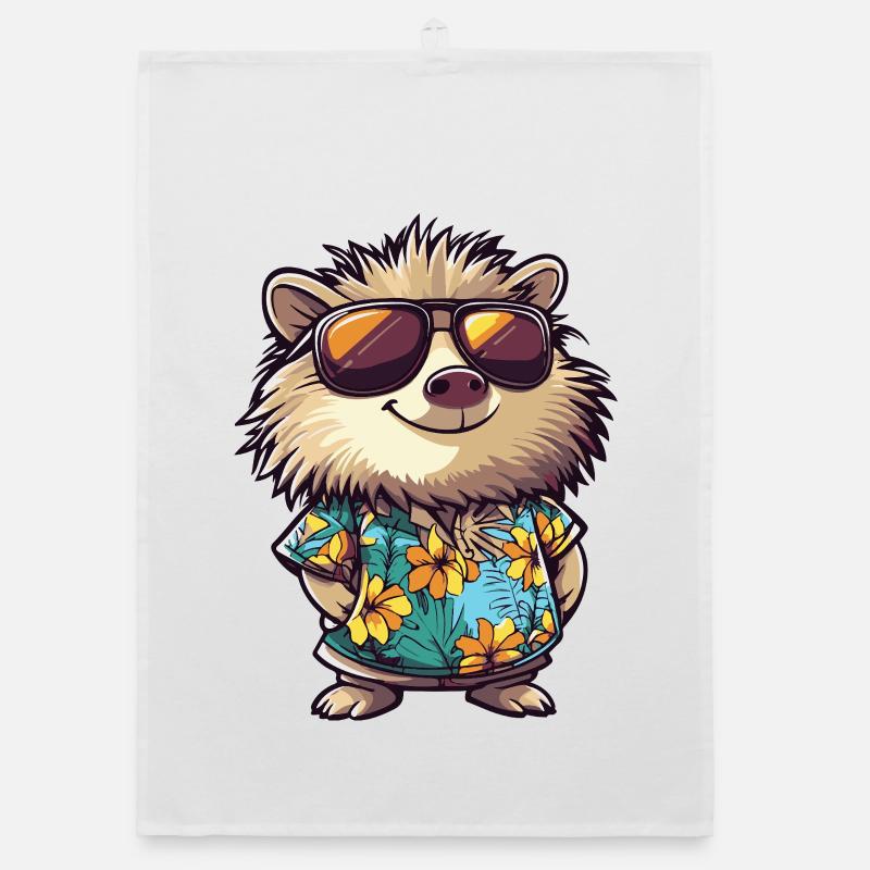 Hedgehog Comic Holiday Organic dish towel