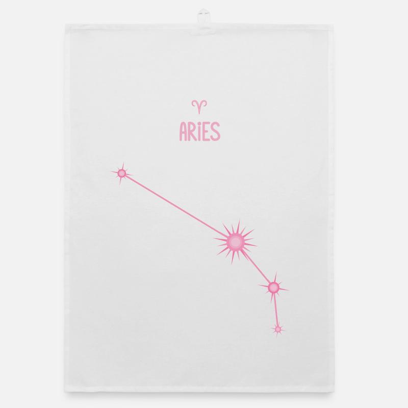 Constellation des étoiles du signe du Bélier rose pastel Torchon bio