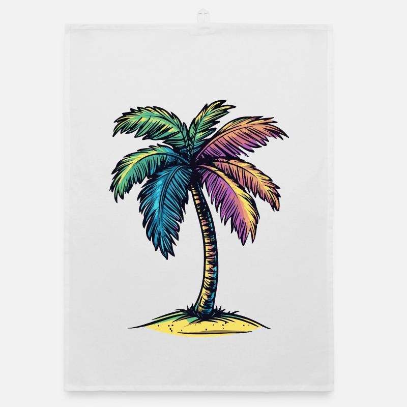 Symbole coloré de l’île Palm Tree Torchon bio