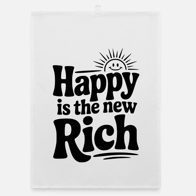 Happy is The New Rich Organic dish towel