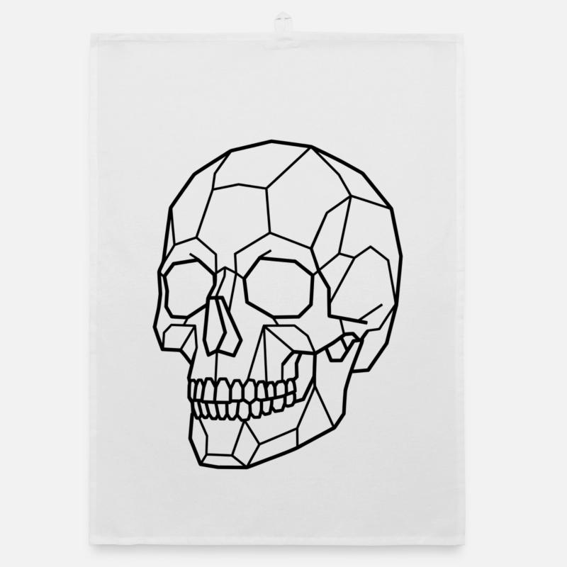 Geometric Skull - Organic dish towel - white