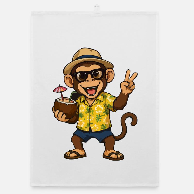 Tropical Monkey Party - Ambiances Hawaii Torchon bio