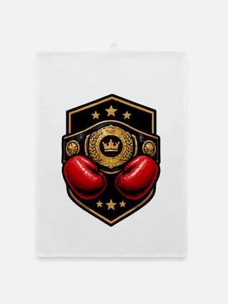 Königskämpfer Shield Boxen - Organic Geschirrtuch - Weiß - Vorne