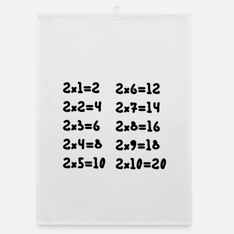 Zwei Multiplikationstabellen - Organic Geschirrtuch - Weiß