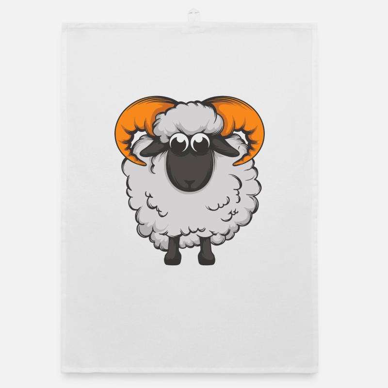 Mouton mignon avec des bois de corne Torchon bio