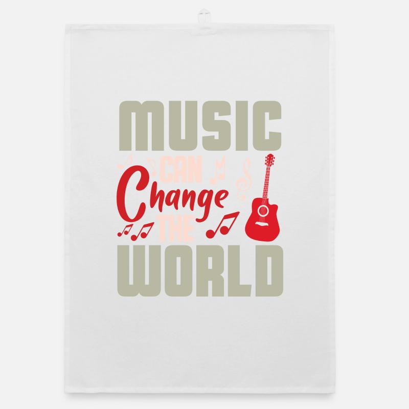 Music changes the world Design - Organic dish towel - white