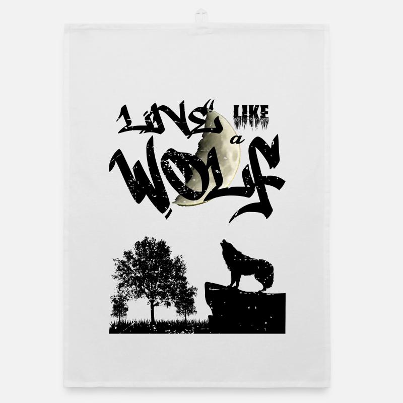 Lebe wie ein Wolf Organic Geschirrtuch