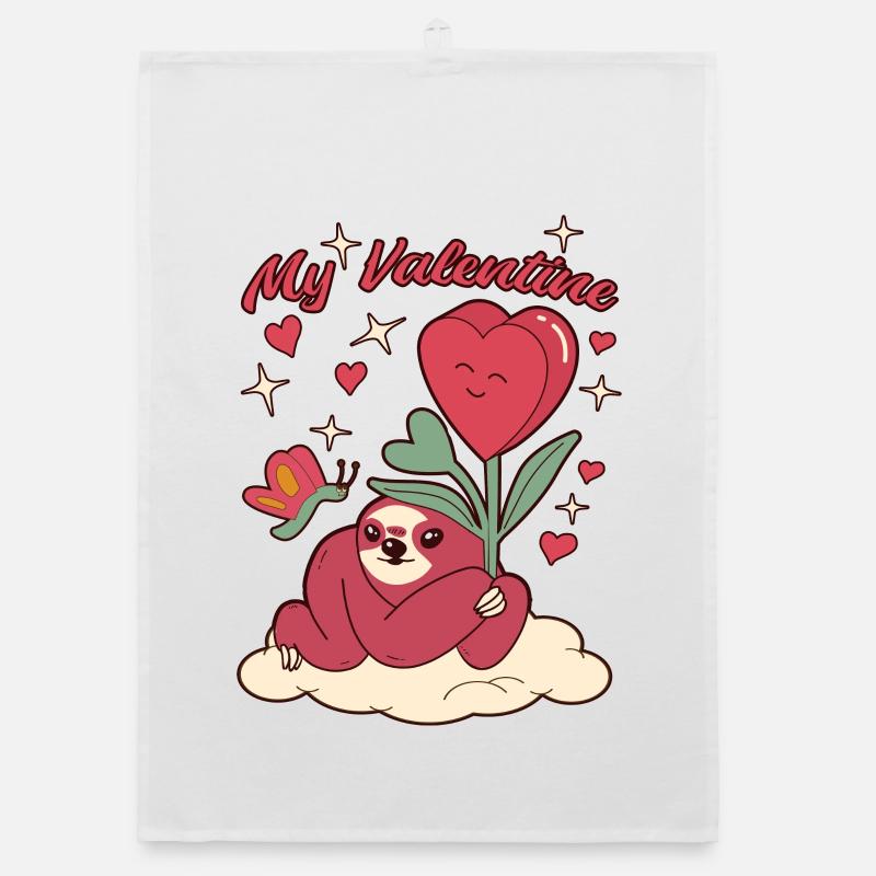 Valentine's Day Sloth Organic dish towel