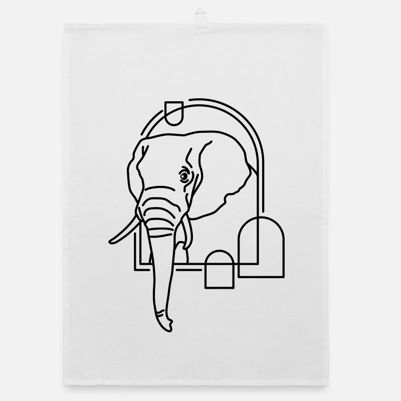 Elefant in geometrischer Form - Line-Art-Design Organic Geschirrtuch