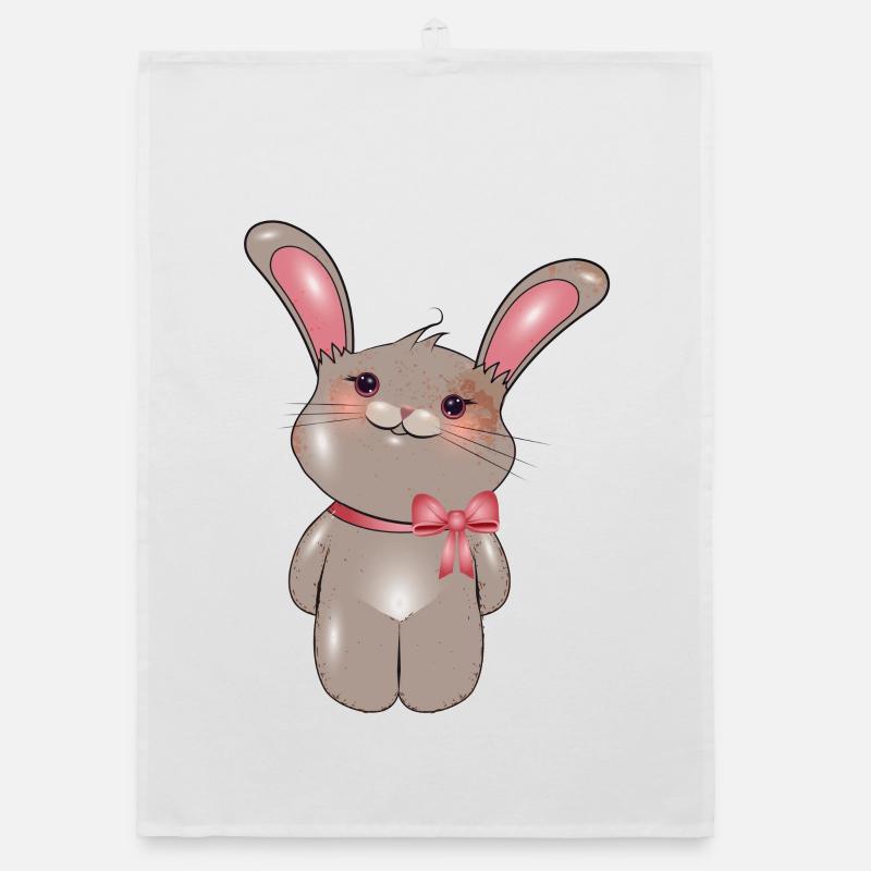 Lapin mignon avec arc dans le style comique Torchon bio
