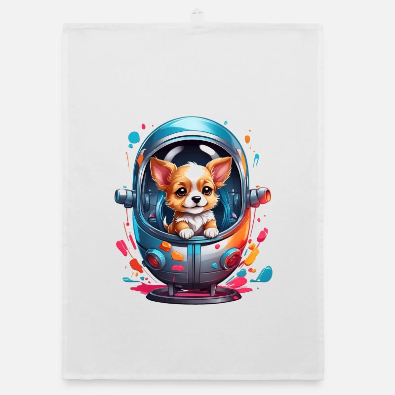 Space puppy in spacesuit Organic dish towel