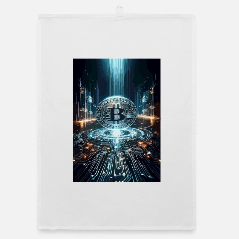Futuristisches Bitcoin Digital Artwork Organic Geschirrtuch