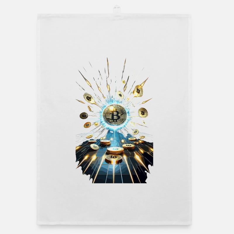 Bitcoin Explosion Digital Art Design Organic dish towel