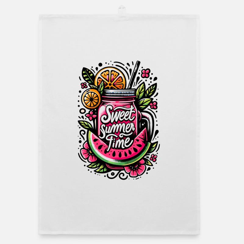 Summery fruit drinking bag Organic dish towel