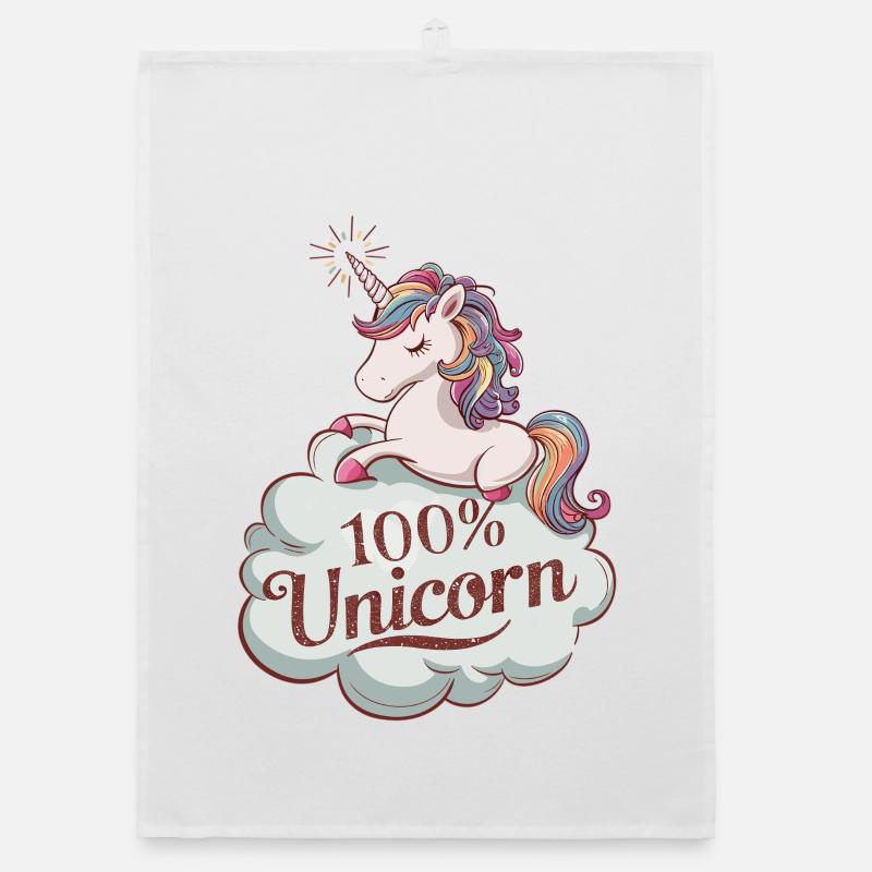 100% Licorne - Design de licorne authentique Torchon bio