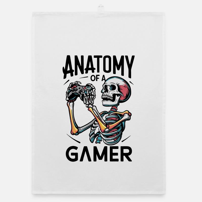Kniezekskool with Skeletal Flames - Organic dish towel - white