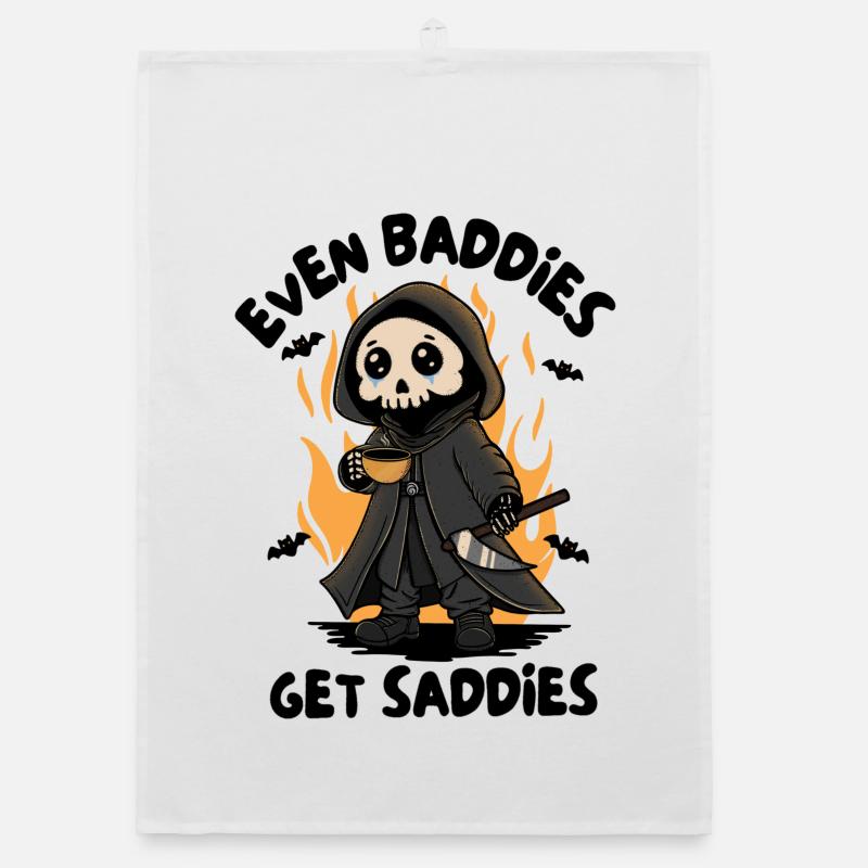 Flaming Grim Reaper with Coffee Organic dish towel