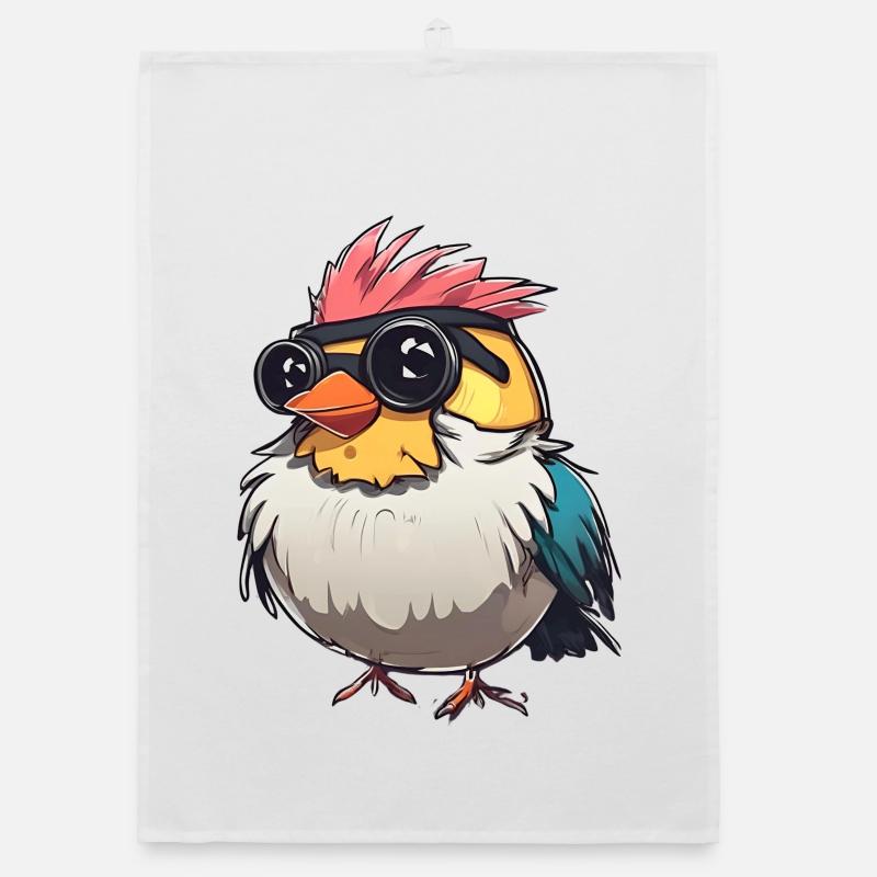 Illustration d’oiseau techno coloré Torchon bio