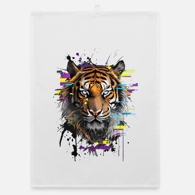 Tiger Gaze: Chromatic Symphony Organic dish towel