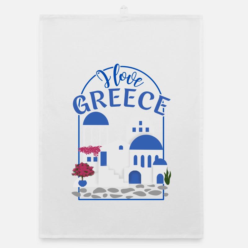 J’aime la Grèce Typographie illustrative Torchon bio