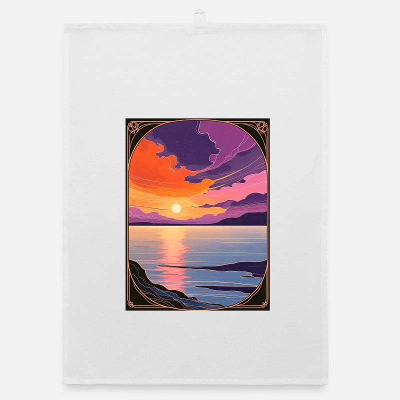 Bewitching Coastal Sunset Organic dish towel
