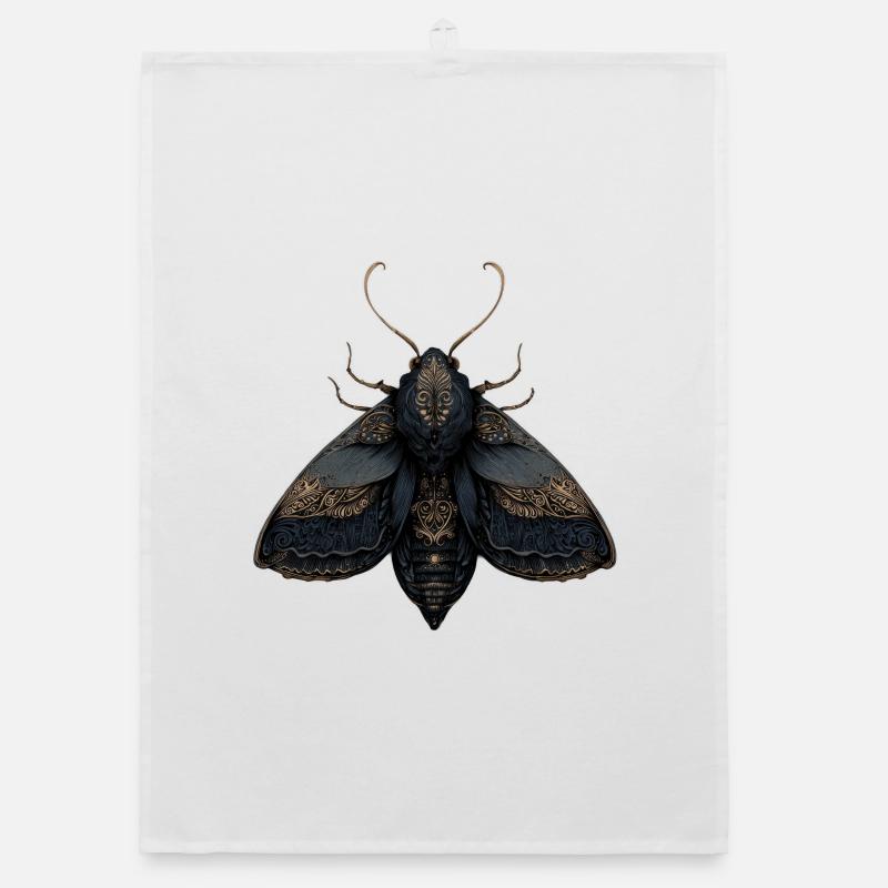 Ornate Moth Illustration with Intricate Details Organic dish towel