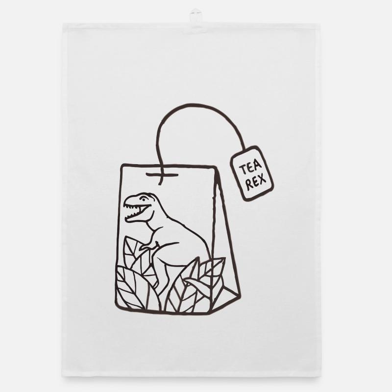 Conception de sachet de thé dinosaure - Torchon bio - blanc