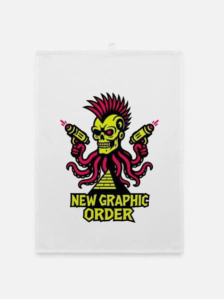 NGO Skull Punk - Organic dish towel - white - Front