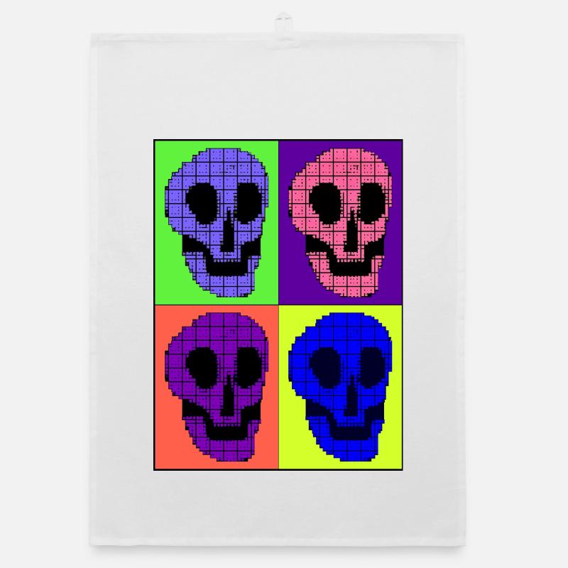 Four brightly colored skulls Organic dish towel