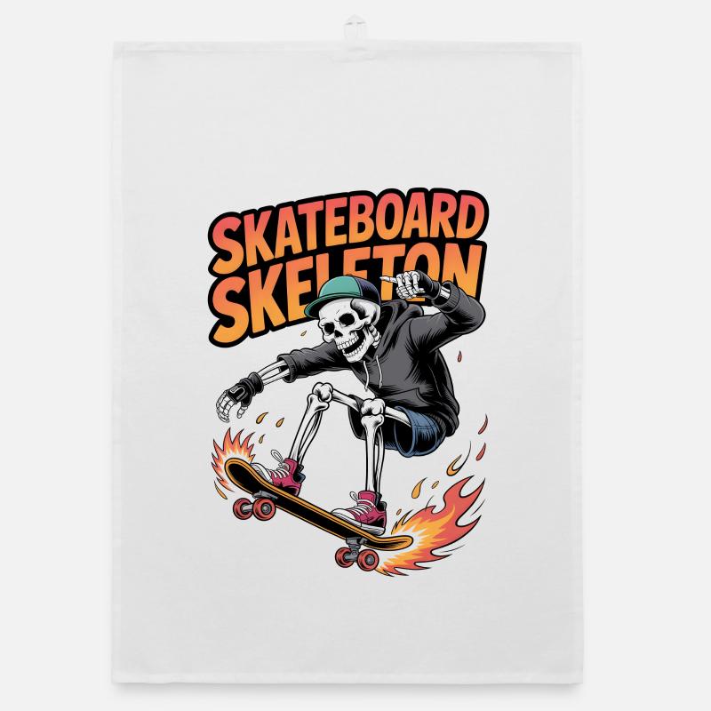 Skateboard Squelette Design Dynamique Torchon bio