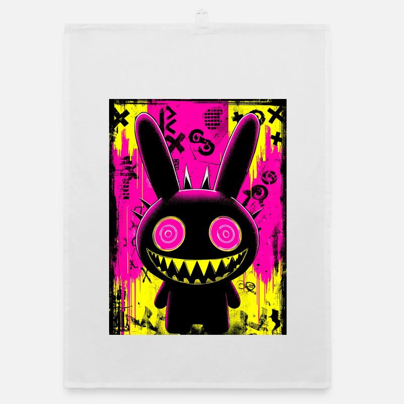 Retro Neon Hase Organic Geschirrtuch