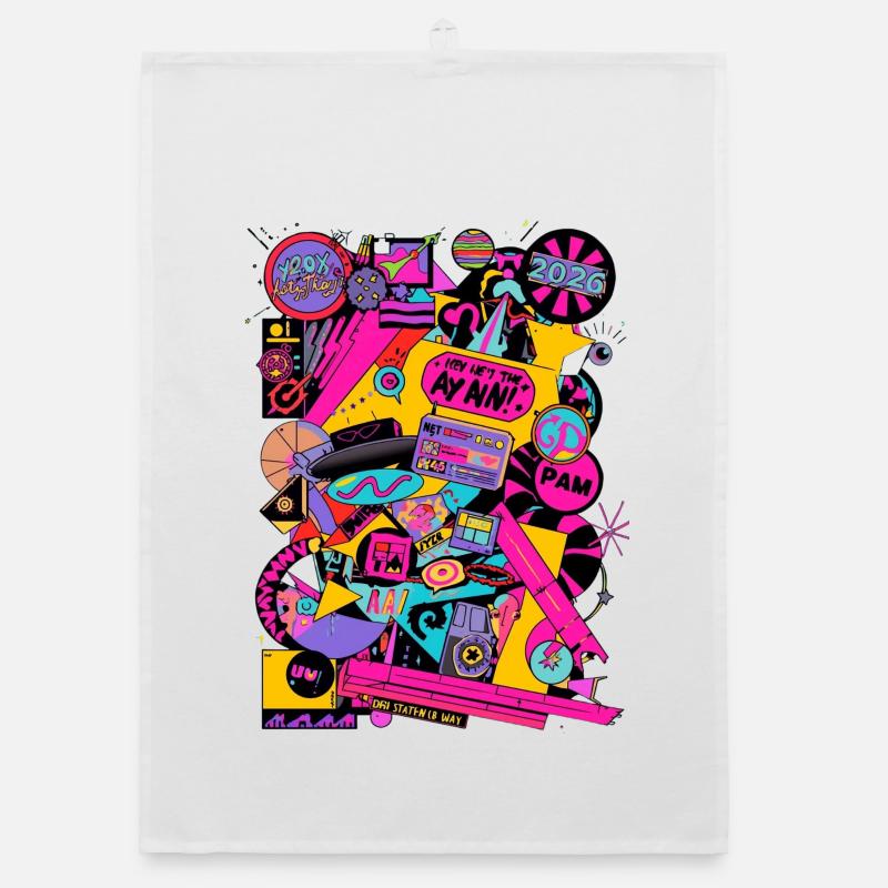 Néon Rétro Pop Art Design 2000's 90's Torchon bio