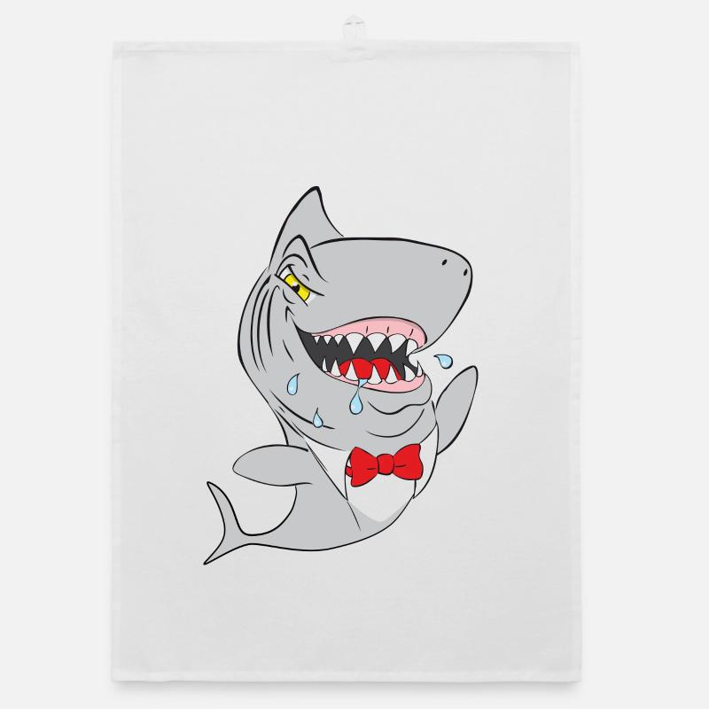 Hai Schnappshark mit roter Fliege Organic Geschirrtuch