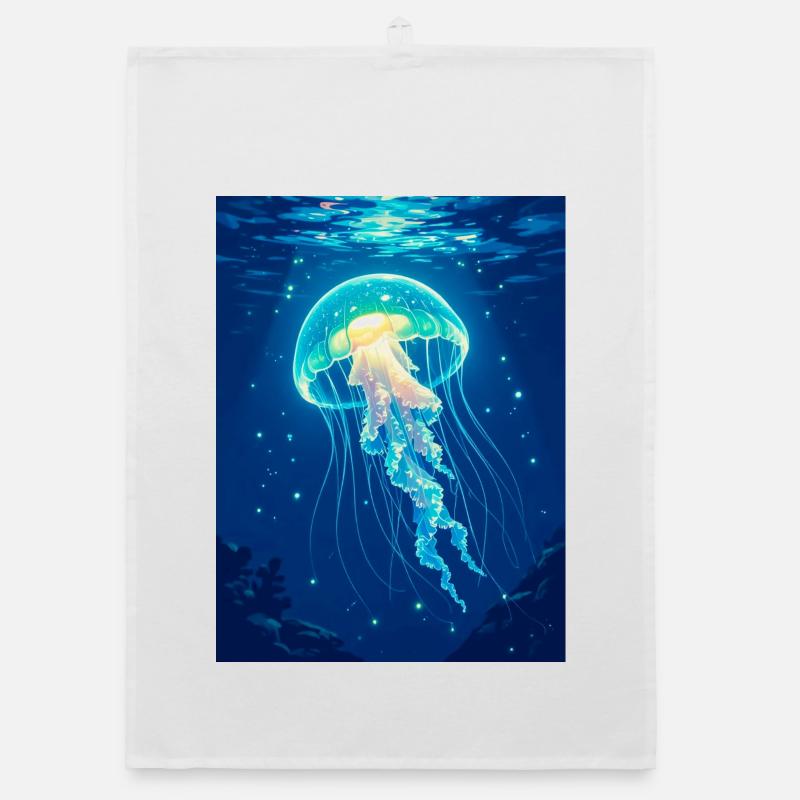 Bioluminescent Jellyfish  A floating light Organic Geschirrtuch
