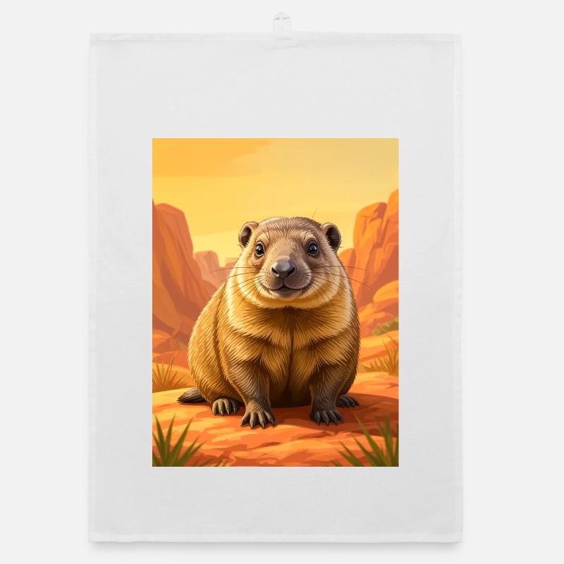 Realistic cute Comic Rock Hyrax Organic Geschirrtuch