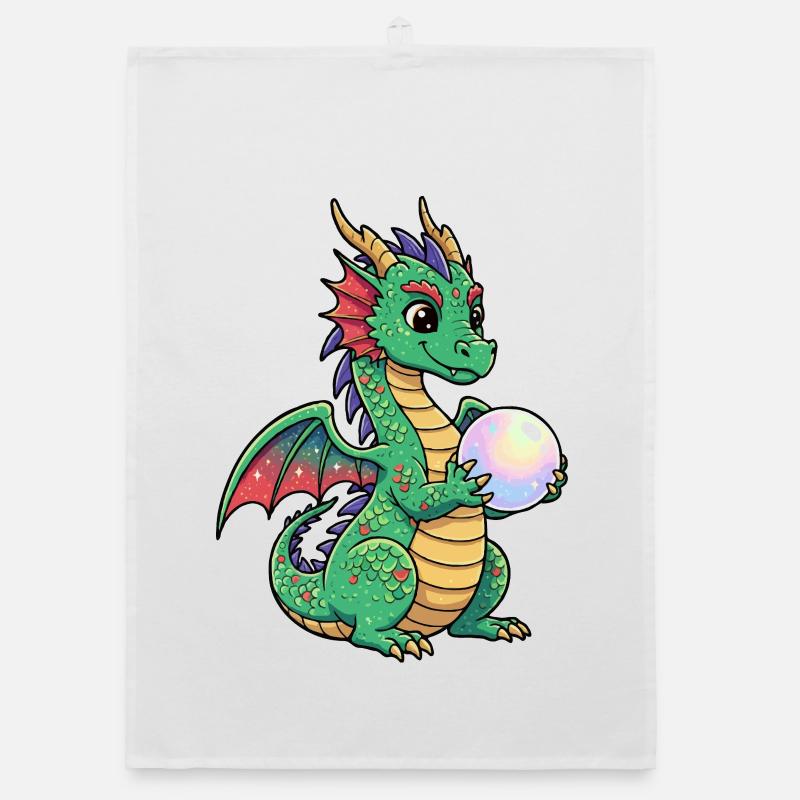 Petit dragon avec boule Torchon bio
